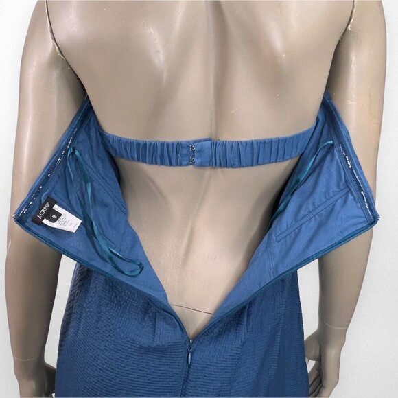 J. CREW Lorelei Beach Strapless Blue Dress in Embossed Silk 8 - Picture 5 of 9